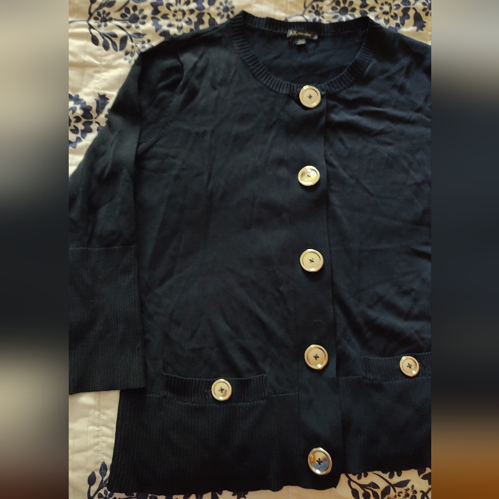 Anne Klein deep navy blue top L - Picture 7 of 9